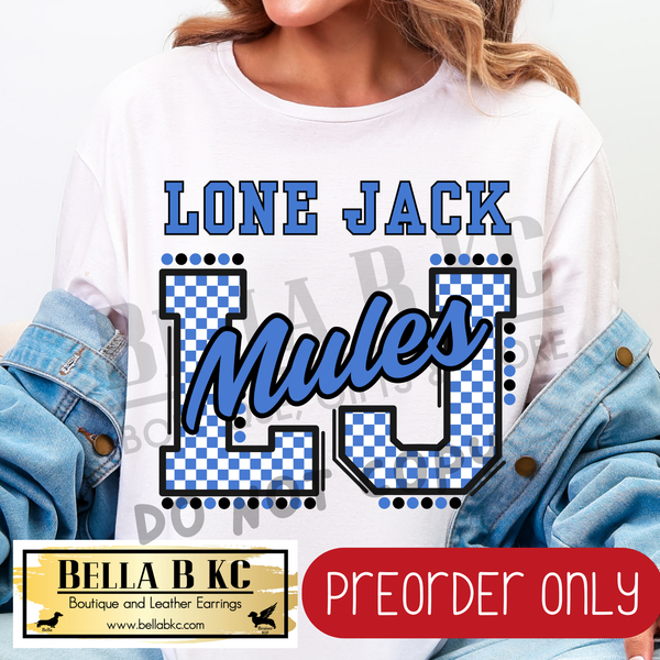 **PREORDER ONLY** Lone Jack Mules LJ Checkered - Tee or Sweatshirt - 1 Week Turn Around from Date of Order