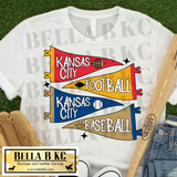 Kansas City Football & Baseball Pendant Flags Tee or Sweatshirt