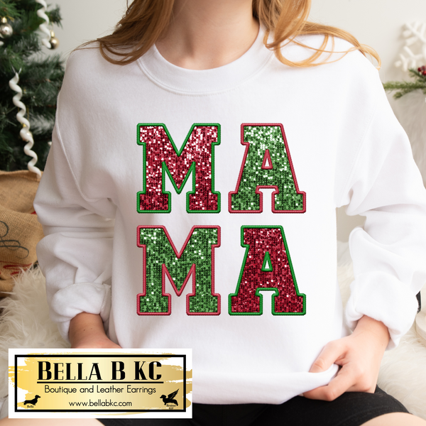 Christmas - Mama Faux Sequins Tee or Sweatshirt