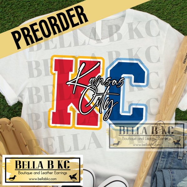 **PREORDER** ETA 10/11 Kansas City Football & Baseball Split KC Tee or Sweatshirt