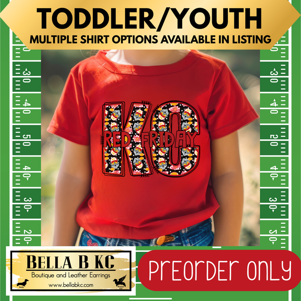 **PREORDER ONLY** TODDLER/YOUTH - KINGDOM - Red Friday Wolf Tee or Sweatshirt - Up to 1 Week Turn Around Time