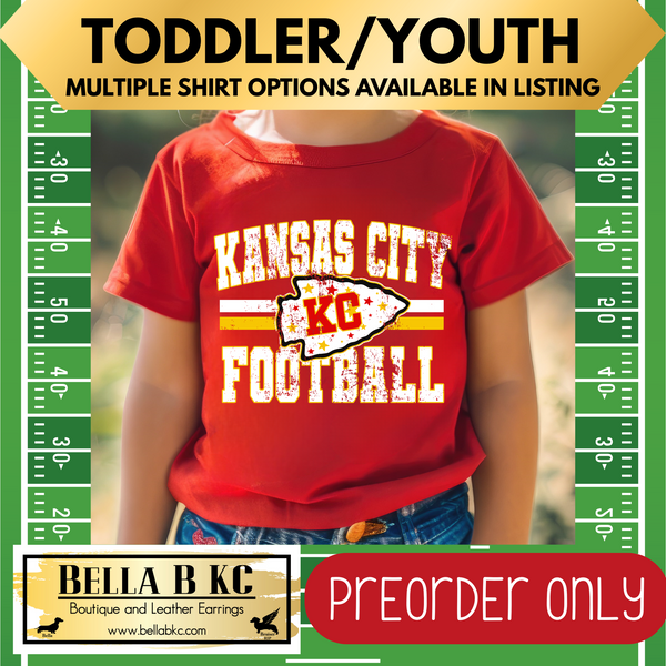 **PREORDER ONLY** TODDLER/YOUTH - KINGDOM - Kansas City Arrowhead Tee or Sweatshirt - Up to 1 Week Turn Around Time