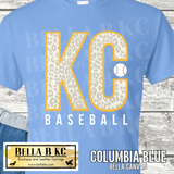 Kansas City KC Baseball Leopard with Golden Yellow Outline Tee or Sweatshirt