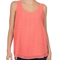 Swiss Dot Sleeveless Tank Top - Ash Rose