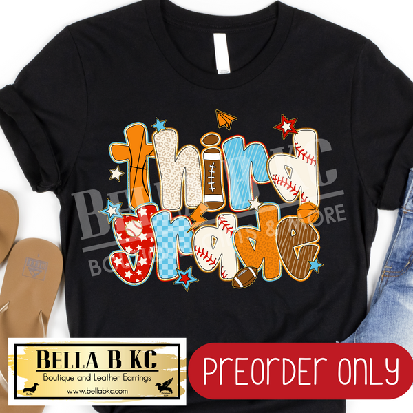 **PREORDER ONLY** ADULT Sports - Back to School - K-4th Grade Tee or Sweatshirt - 1 Week Turn Around from Date of Order