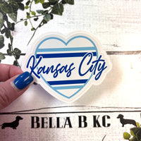 KC Baseball Heart Waterproof Vinyl Sticker