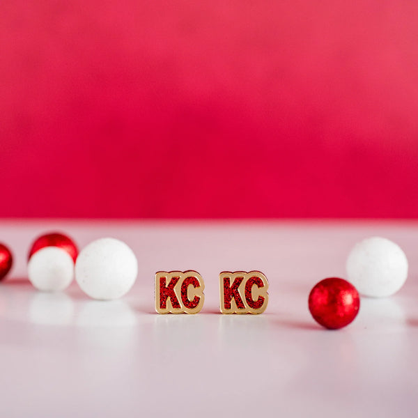 Acrylic - Red & Gold Double Layered KC Studs