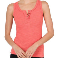 Ribbed Layering Tank Top - Deep Coral