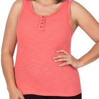 CURVY Ribbed Layering Tank Top - Deep Coral