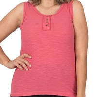 CURVY Ribbed Layering Tank Top - Desert Rose