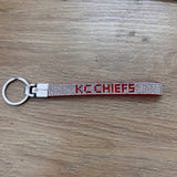 Rhinestone KC Red & Silver Wrist Keychain