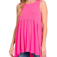 Sleeveless Baby Doll Tank Top - Fuchsia