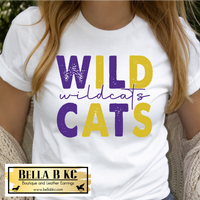 **PREORDER - 2 WEEK TAT** Wildcats Stacked Purple and Gold on WHITE Tee or Sweatshirt