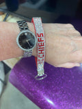 Rhinestone KC Red & Silver Wrist Keychain