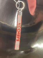 Rhinestone KC Red & Silver Wrist Keychain