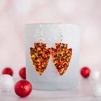 Acrylic - Medium Red & Gold Confetti Arrowhead Dangles