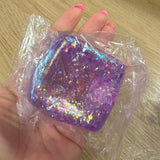 Glitter Cube Squishy Fidget Toy 2x2" - Random Colors
