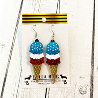 Acrylic - 4th of July Patriotic Ice Cream Earrings