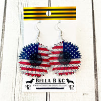 Acrylic - 4th of July Patriotic Sunflower USA Earrings