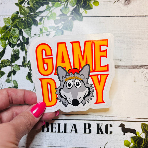 KC Football Game Day Wolf Waterproof Vinyl Sticker