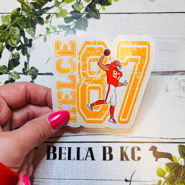 KC Football Player 87 Waterproof Vinyl Sticker