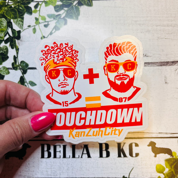 KC Football Player 15 & 87 Touchdown Kan Zuh City Waterproof Vinyl Sticker