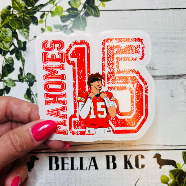 KC Football Player 15 Waterproof Vinyl Sticker