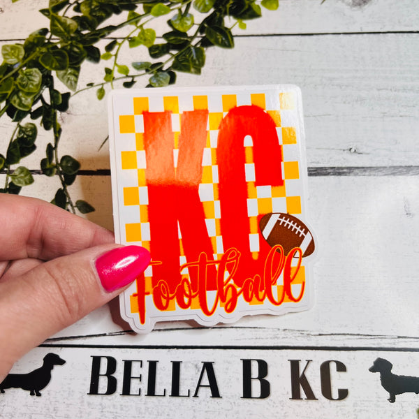 KC Football KC Checkered Waterproof Vinyl Sticker