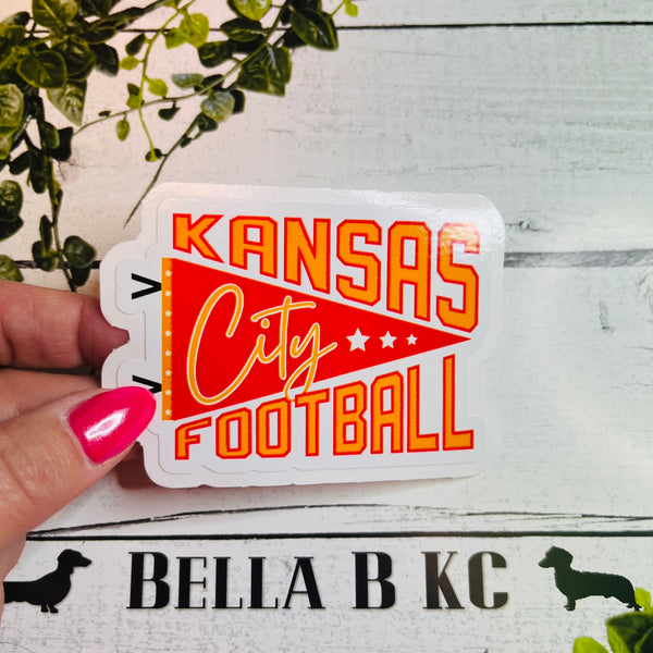 KC Football Pennant Flag Waterproof Vinyl Sticker