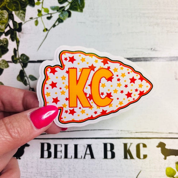 KC Football Star Arrowhead Waterproof Vinyl Sticker