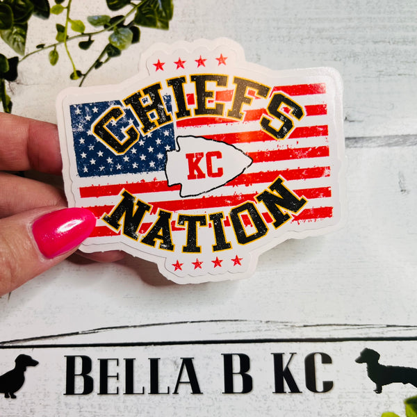 KC Football Flag Waterproof Vinyl Sticker