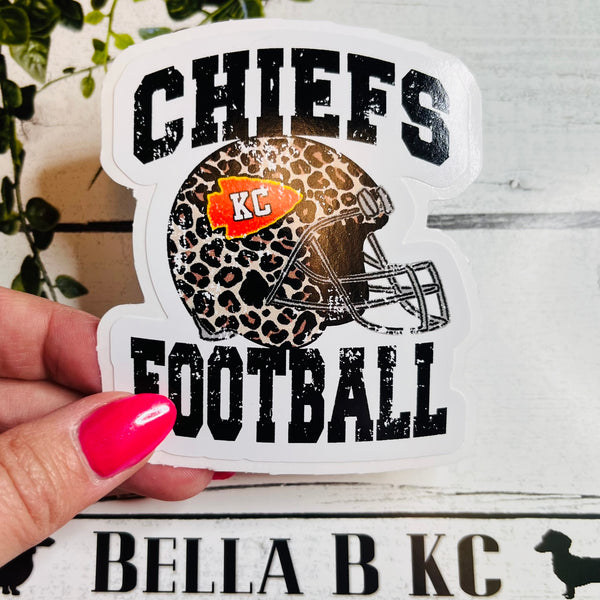 KC Football Leopard Helmet Waterproof Vinyl Sticker