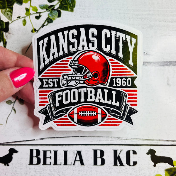 KC Football Est 1960 Striped Waterproof Vinyl Sticker