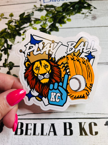 KC Baseball Lion Play Ball Waterproof Vinyl Sticker