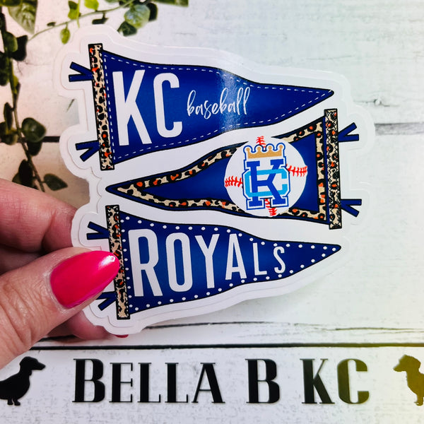 KC Baseball Pennant Flags Waterproof Vinyl Sticker