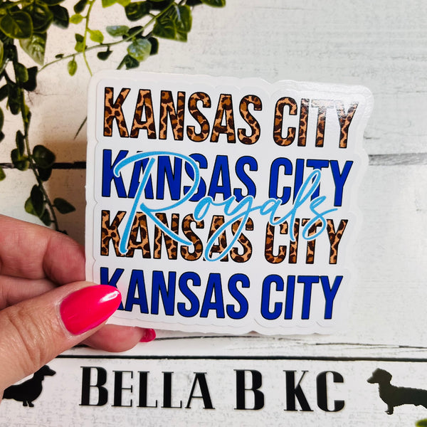 KC Baseball Leopard KC Repeat Waterproof Vinyl Sticker