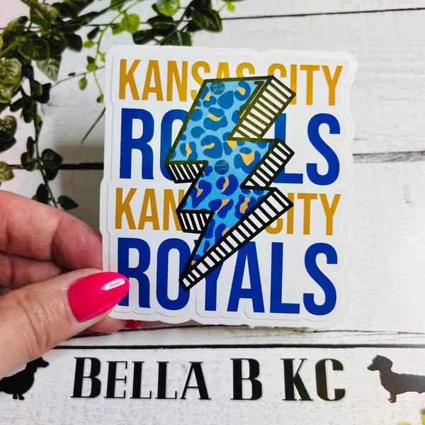 KC Baseball Bolt Leopard Waterproof Vinyl Sticker