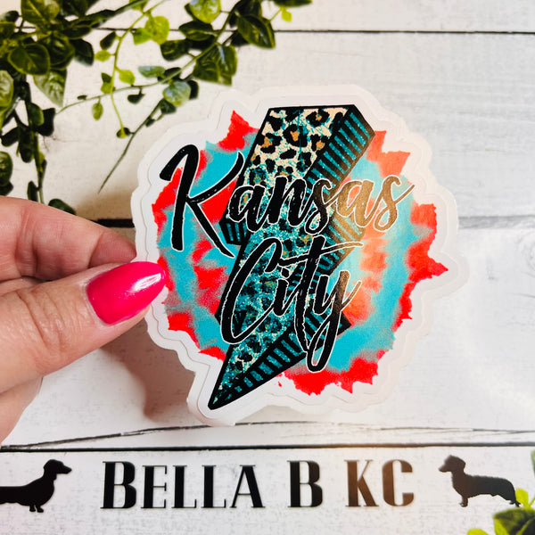 KC Soccer Womens Leopard Bolt Waterproof Vinyl Sticker