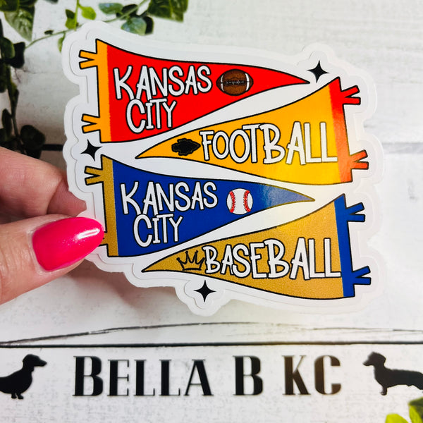 KC Dual Team Pennant Flags Waterproof Vinyl Sticker