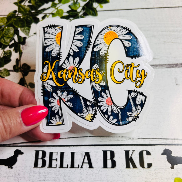 Kansas City Daisies on Denim Waterproof Vinyl Sticker