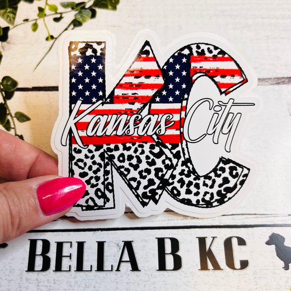 Kansas City Leopard Flag Waterproof Vinyl Sticker