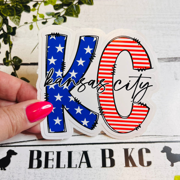 Kansas City Stars & Stripes Flag Waterproof Vinyl Sticker