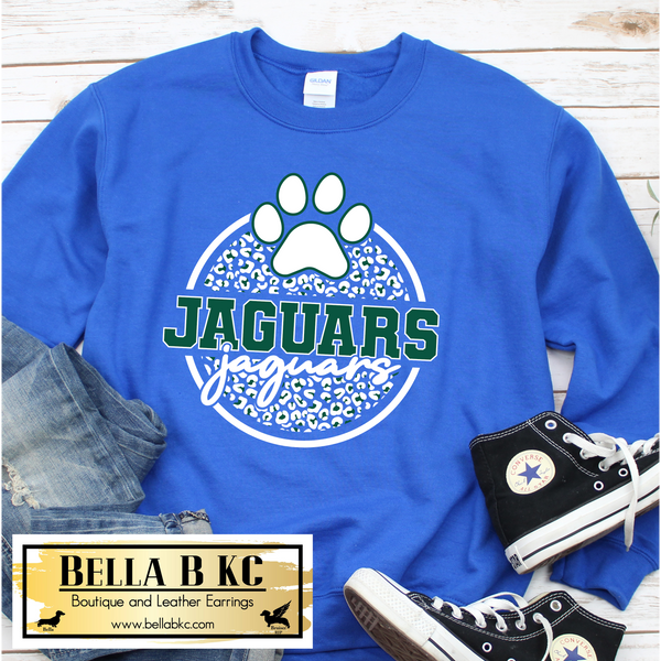 Jaguars Round Leopard on Blue Tee or Sweatshirt