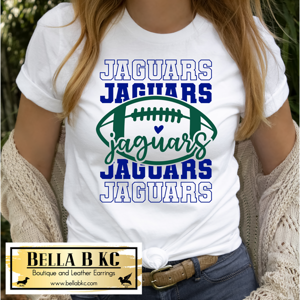 Jaguars Football Blue and Green on Tee or Sweatshirt