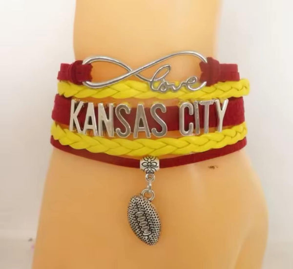 Love Kansas City Football Bracelet