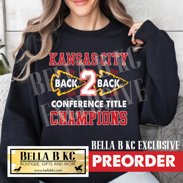 BBKC EXCLUSIVE Kansas City Football Back2Back Conference Title Tee or Sweatshirt