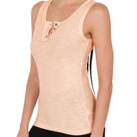 Ribbed Layering Tank Top - Light Peach
