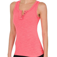 Ribbed Layering Tank Top - Coral Pink