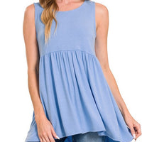Sleeveless Baby Doll Tank Top - Spring Blue