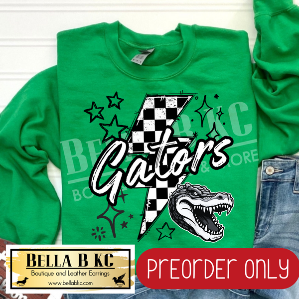 **PREORDER ONLY** Gators Checkered Bolt - Tee or Sweatshirt - 1 Week Turn Around from Date of Order